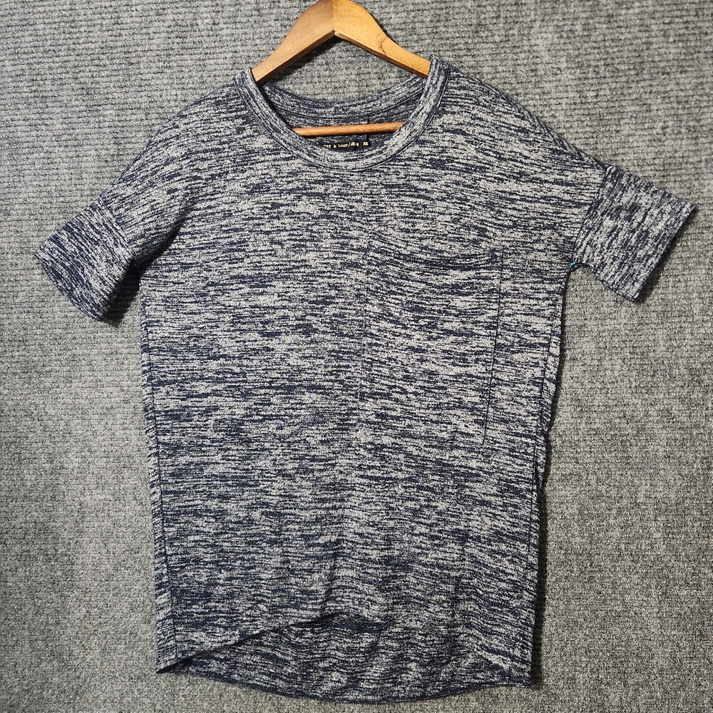 RAG & BONE Blue Gray Short Sleeve Oversized Slub Tee Shirt Size XS